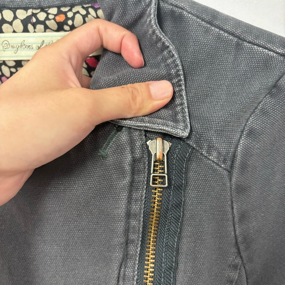 Anthropologie Daughters of the Liberation Grey Short Trench Coat Jacket 10 - Picture 3 of 10
